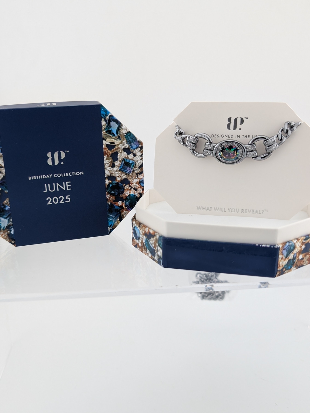 June 2025 Silver Iridescent Link Bracelet Necklace
